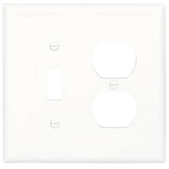 Eaton, Wallplate, 2-Gang Toggle & Duplex, Poly Mid-size, Wh