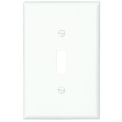 Eaton, Wallplate, 1-Gang Toggle, Poly Mid-size, Wh