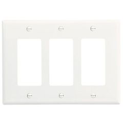 Eaton, Wallplate, 3-Gang Decorator Cutout, Poly Mid-size, Wh