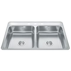 Top Mount DBL Bowl Sink SS 33x22x6 3H