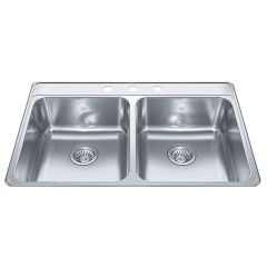 TOP MOUNT DBL BOWL SS SINK 33X22X8 3H