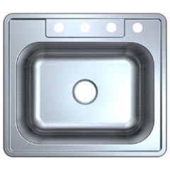 25x22 4 Hole, 6" Single SS Sink